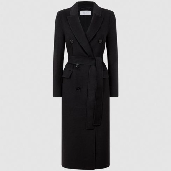 ISO: Reiss Arla Belted Double Breasted Coat in Black - Picture 1 of 4